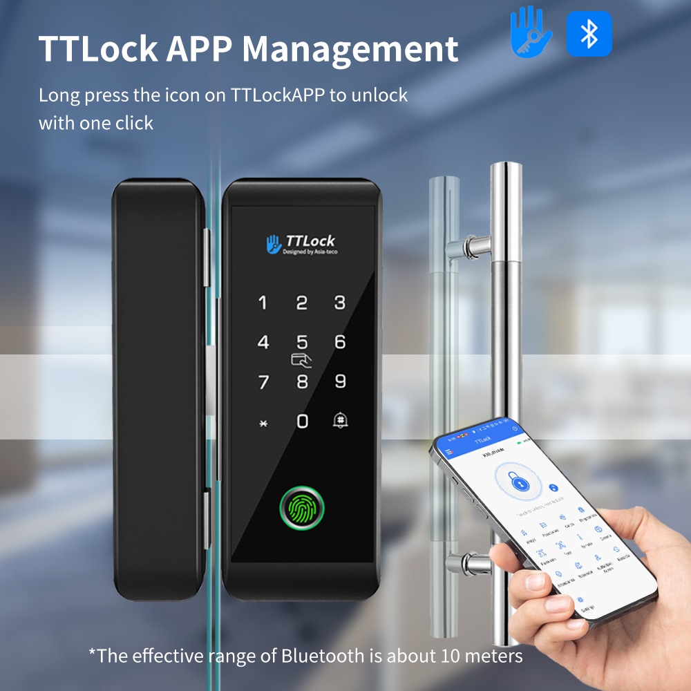 Smart Door Lock Wifi - Fechadura de vidro inteligente TTLOCK com