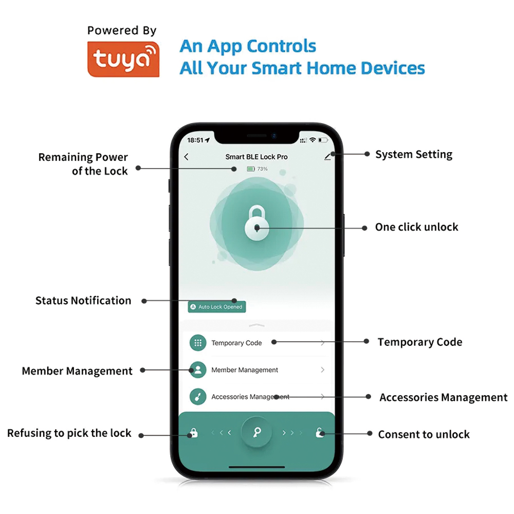 TYSH Tuya Smart Segurança Auto - Smart Door Lock Wifi avaliação e preço